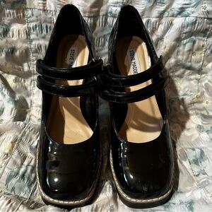 Steve Madden Glossy Black Double Strap Heels